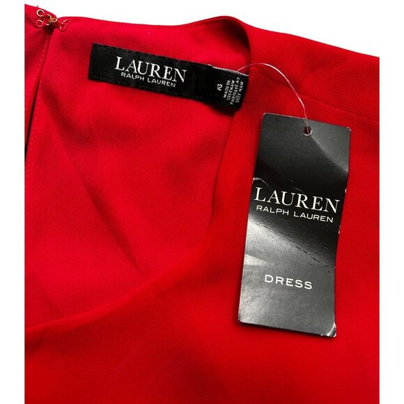 RALPH LAUREN BLACK LABEL Red Tiered Dress Eco Fabric Luxe Cocktail Look Sz 12 - Picture 5 of 9